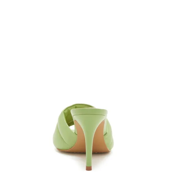 🎉 HP🎊 Vince Camuto Green Genuine Leather Quilted High Heel Mules Sandals