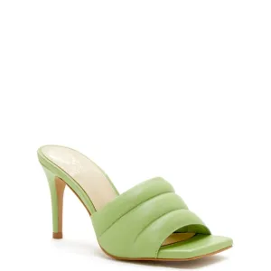 🎉 HP🎊 Vince Camuto Green Genuine Leather Quilted High Heel Mules Sandals