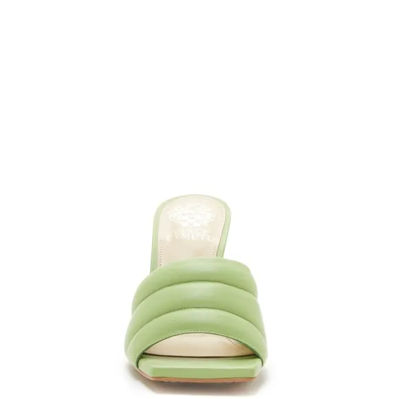 🎉 HP🎊 Vince Camuto Green Genuine Leather Quilted High Heel Mules Sandals