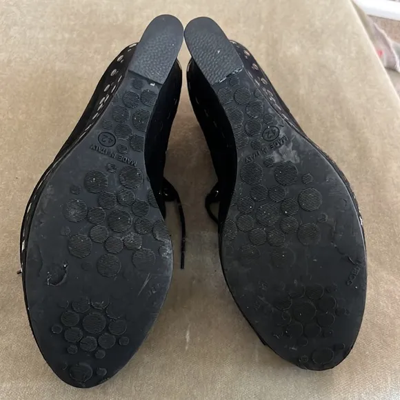 👠 Jimmy Choo Black Studded Lace-Up Shoe With Wedged Heel. Size 42