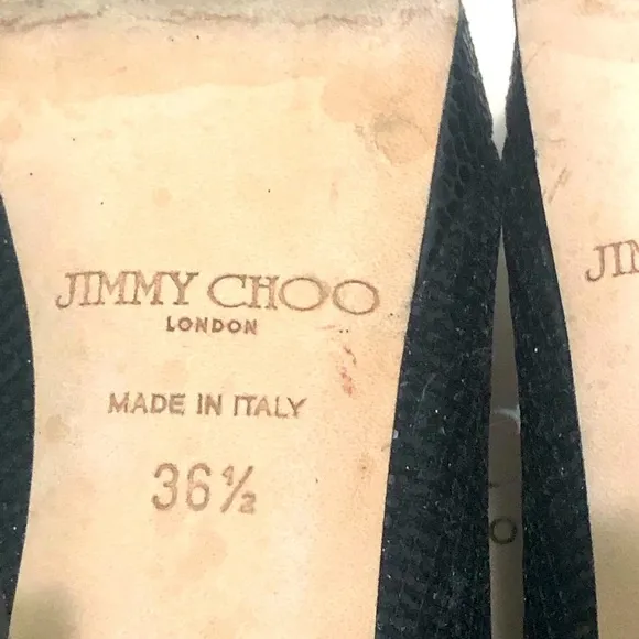 🌸 Jimmy Choo Glitter Peep Toe Pumps in Black Sz 6 ½