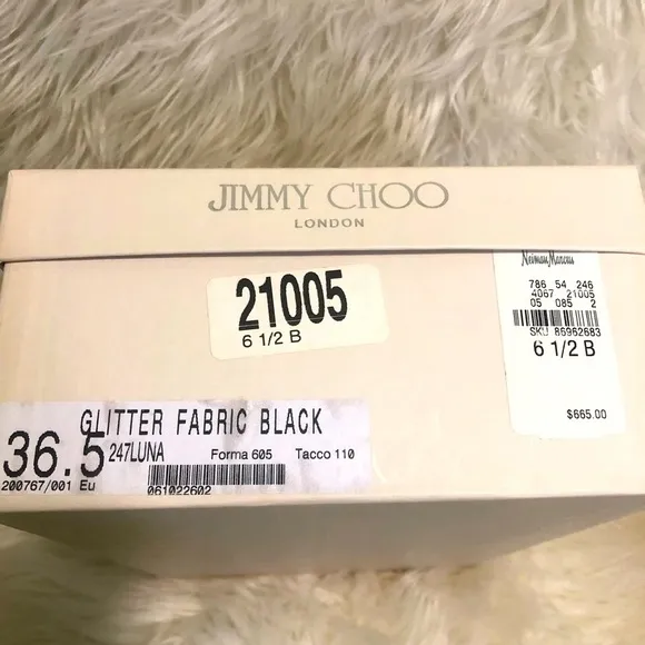 🌸 Jimmy Choo Glitter Peep Toe Pumps in Black Sz 6 ½