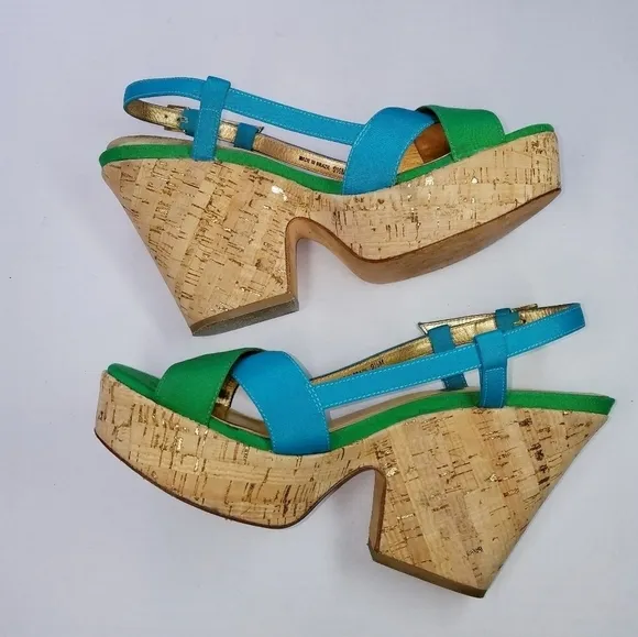 🌸 Kate Spade | Suede Multicolor Wedge Sandals 9.5