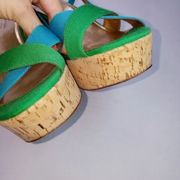 🌸 Kate Spade | Suede Multicolor Wedge Sandals 9.5