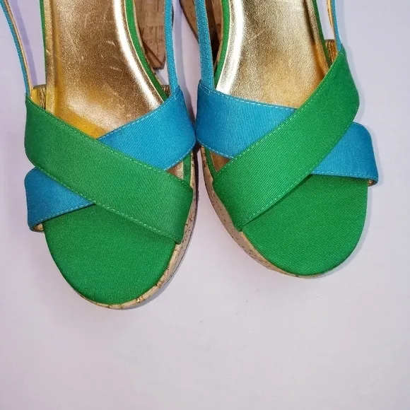 🌸 Kate Spade | Suede Multicolor Wedge Sandals 9.5