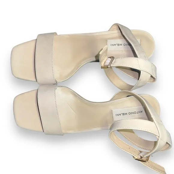 ✅ New Antonio Melani Nude Leather Strappy Wedge Platform Women Sandals