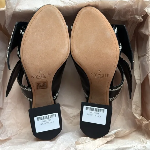 - nib Alexandre Birman “Clarita” Stitched Bow Block Heel Sandals in Black size 7
