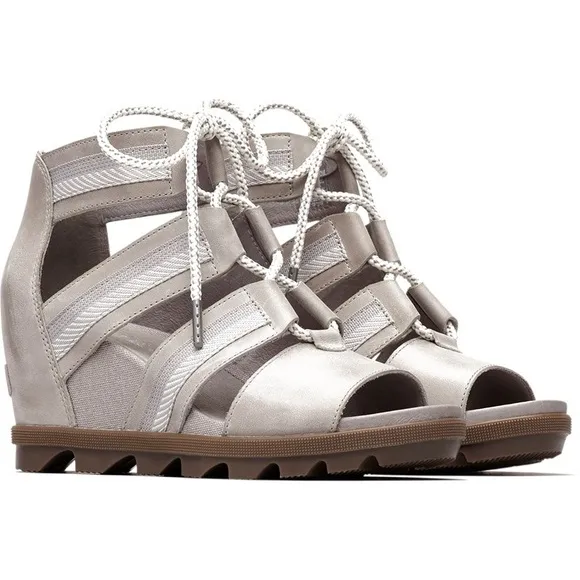 🩷 SOREL WOMEN'S JOANIE II LACE-WEBBING SANDALS HEEL LEATHER SIZE 8.5 TRENDING