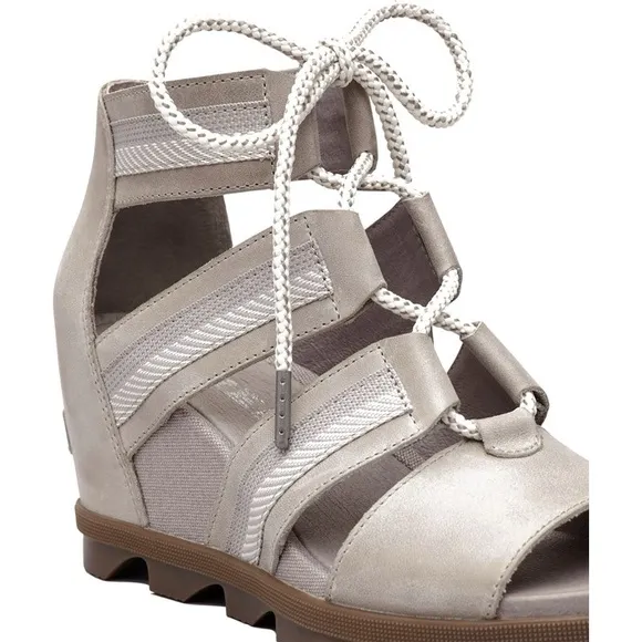 🩷 SOREL WOMEN'S JOANIE II LACE-WEBBING SANDALS HEEL LEATHER SIZE 8.5 TRENDING
