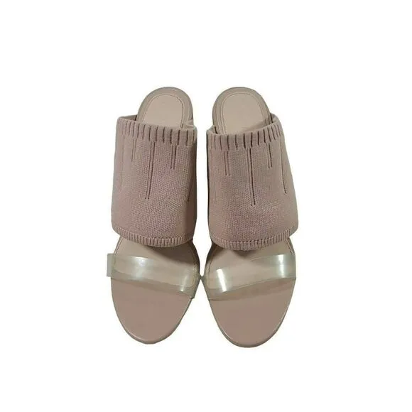 ☆ ZARA Stretch Knit Block Heel Myle Sandals Womens Size 39 / US 8.5