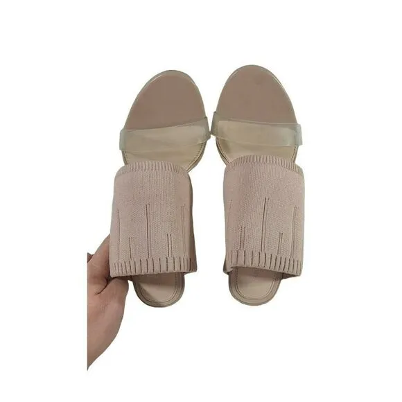 ☆ ZARA Stretch Knit Block Heel Myle Sandals Womens Size 39 / US 8.5