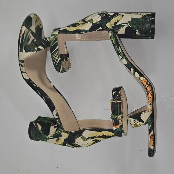 0156 Stuart Weitzman Botanic Green Ankle Strap Heel Sandals 8.5M