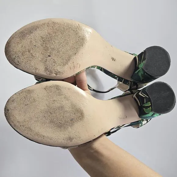 0156 Stuart Weitzman Botanic Green Ankle Strap Heel Sandals 8.5M