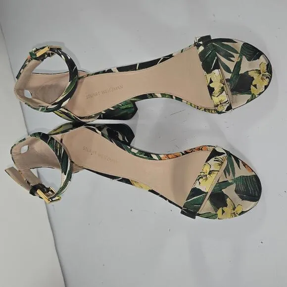 0156 Stuart Weitzman Botanic Green Ankle Strap Heel Sandals 8.5M
