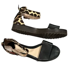 10 Crosby Derek Lam animal print leather ankle strap rear zip sandal shoes 8.5