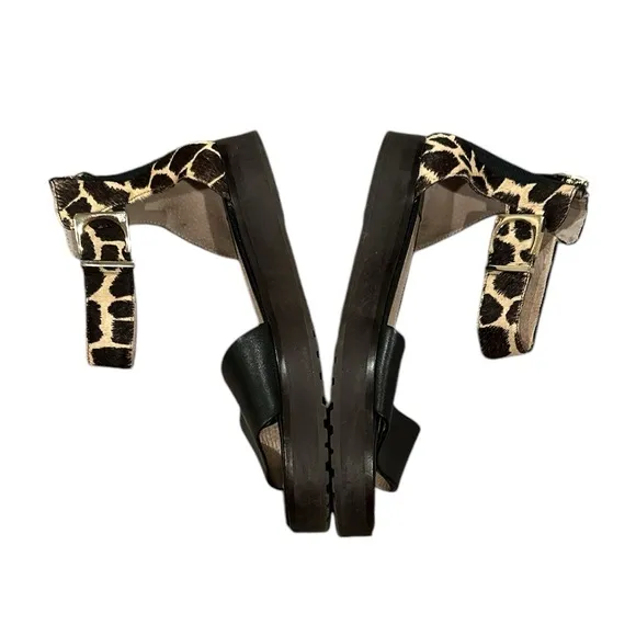 10 Crosby Derek Lam animal print leather ankle strap rear zip sandal shoes 8.5