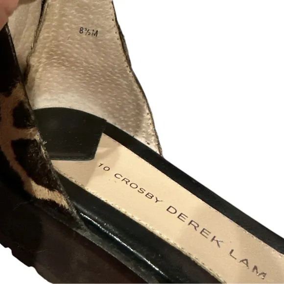 10 Crosby Derek Lam animal print leather ankle strap rear zip sandal shoes 8.5