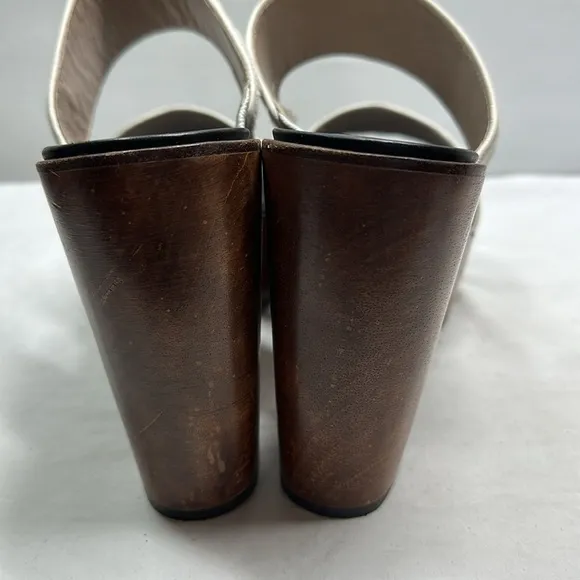 10 Crosby Derek Lam Calf Fur Wooden Heel Sandals, 9