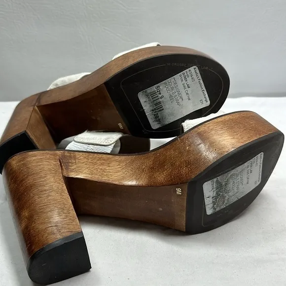 10 Crosby Derek Lam Calf Fur Wooden Heel Sandals, 9