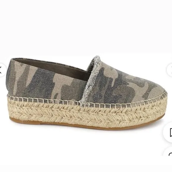 $109 SPLENDID Laney Espadrille Slip-On Camo Print Platform Summer Shoes SZ 8.5M