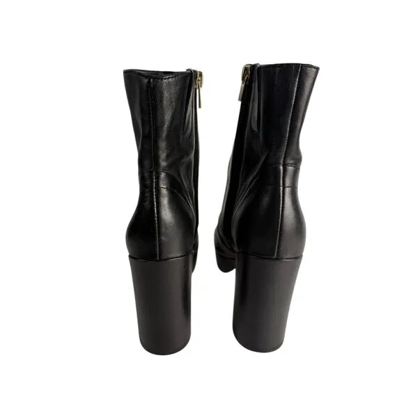 27 Edit Gates Boots 6 Black Mid Calf Ankle Booties‎ Platform Leather Heel NWOB