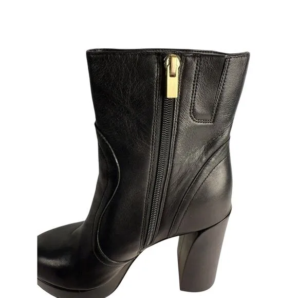 27 Edit Gates Boots 6 Black Mid Calf Ankle Booties‎ Platform Leather Heel NWOB