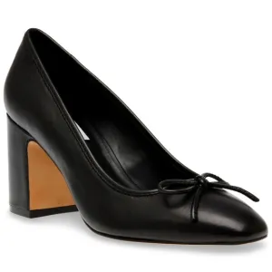 30. Steve Madden Women's Cohen Block-Heel Ballet Pumps - Black Leather Elegant