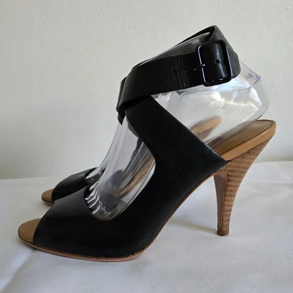 3.1 Phillip Lim Black Leather Ankle Strap Sandals Heels Size 37 US 7