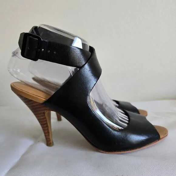 3.1 Phillip Lim Black Leather Ankle Strap Sandals Heels Size 37 US 7