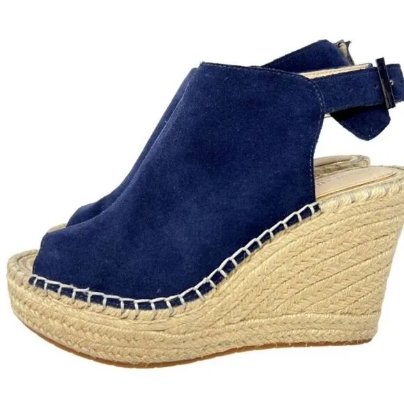 #328 KENNETH COLE Navy Suede Wedge Sandals
