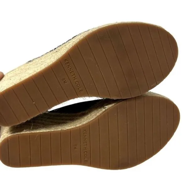 #328 KENNETH COLE Navy Suede Wedge Sandals