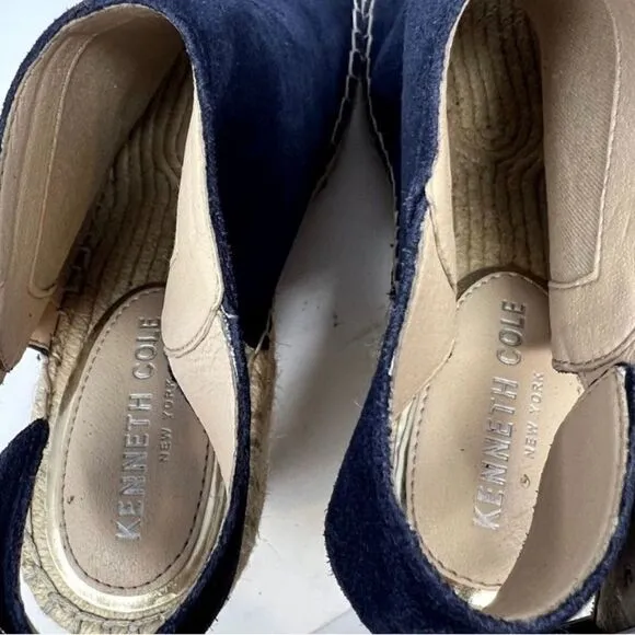#328 KENNETH COLE Navy Suede Wedge Sandals