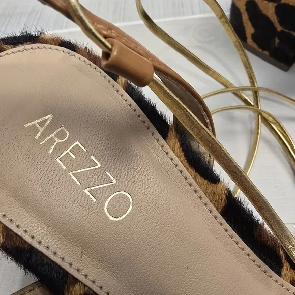 {41} Arezzo Multineutra Animal Fun Block Heel Lace Up Sandal