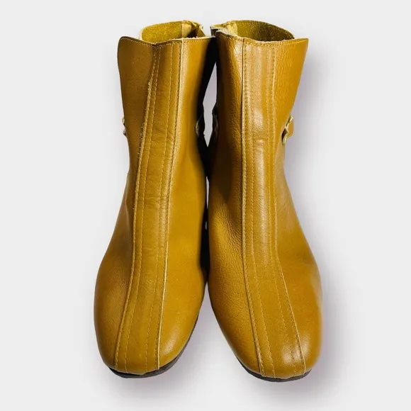 60s‎ Beacons Are Always Fitting Camel Leather Harness Go Go Ankle Boots