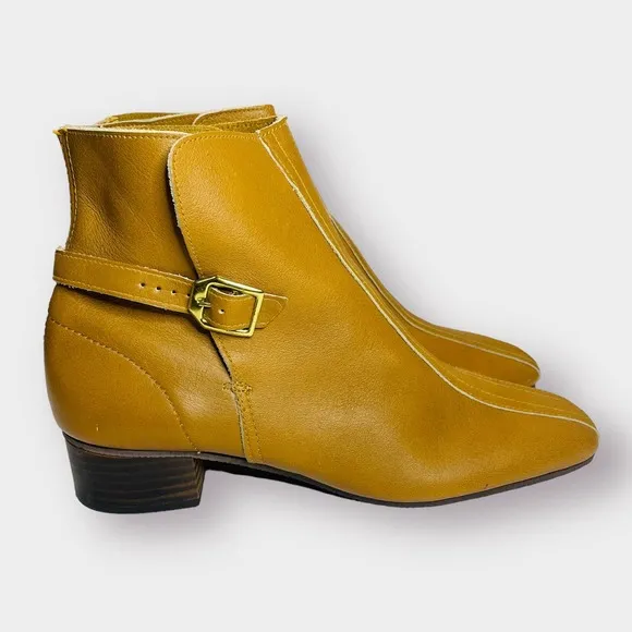 60s‎ Beacons Are Always Fitting Camel Leather Harness Go Go Ankle Boots