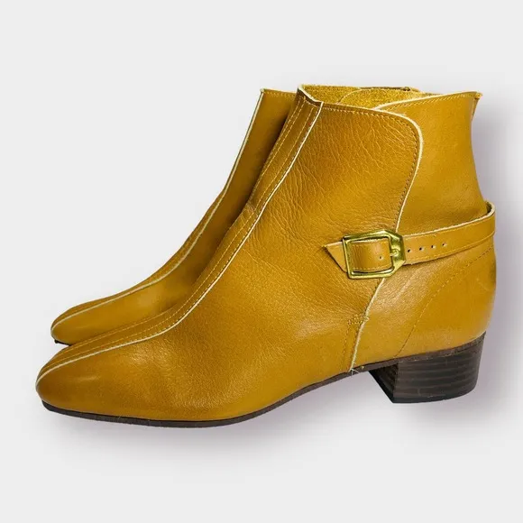 60s‎ Beacons Are Always Fitting Camel Leather Harness Go Go Ankle Boots