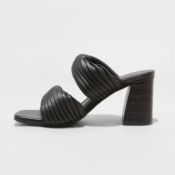 A New Day Women's Chunky Block High Heel Slip On Mules Sandals