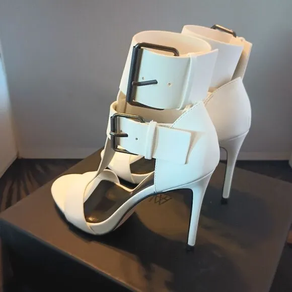 💯🔥AAJ by Aminah Women's ZAHARA Double Band High Heel Sandals, WHITE SIZE 5.5M