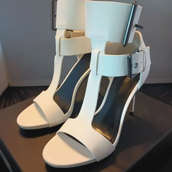 💯🔥AAJ by Aminah Women's ZAHARA Double Band High Heel Sandals, WHITE SIZE 5.5M