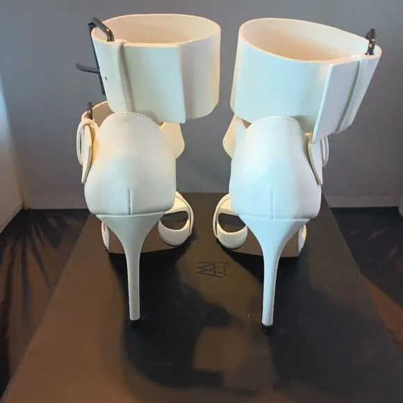 💯🔥AAJ by Aminah Women's ZAHARA Double Band High Heel Sandals, WHITE SIZE 5.5M