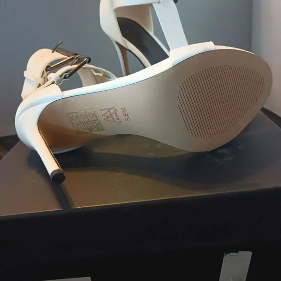 💯🔥AAJ by Aminah Women's ZAHARA Double Band High Heel Sandals, WHITE SIZE 5.5M