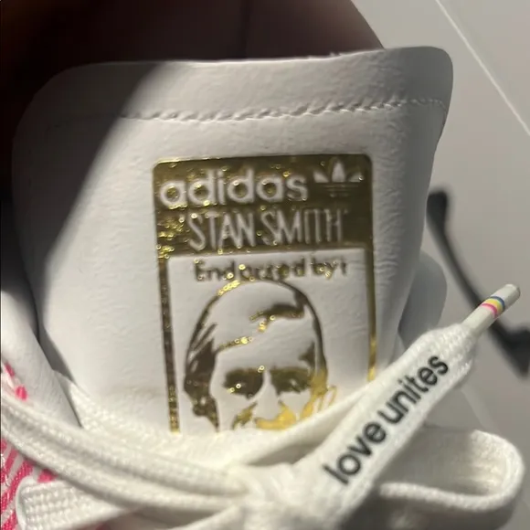 Adidas Pink and Blue Striped Sneakers