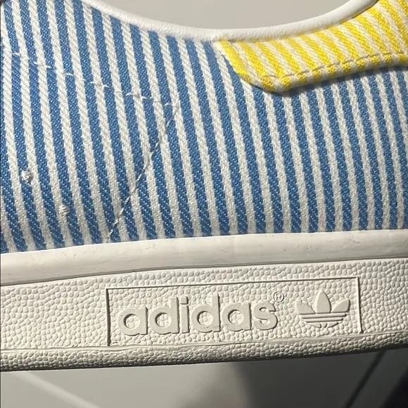 Adidas Pink and Blue Striped Sneakers