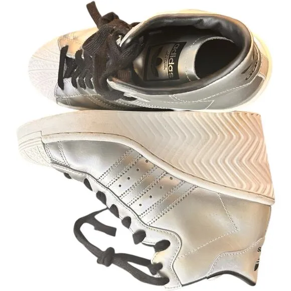Adidas Superstar Ellure Metallic Silver White Wedge Shoes FW3202 Women's 6.5