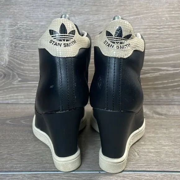 Adidas Stan Smith Limited Edition Women’s Sz 6.5 Black White Hidden Wedge Shoes