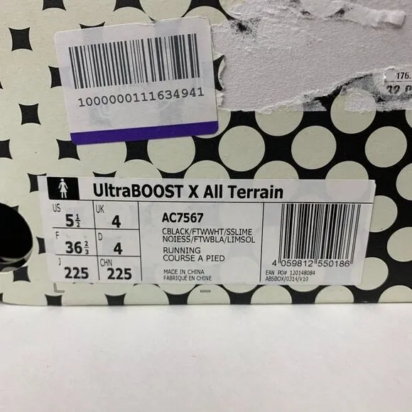 Adidas Ultra Boost X ATR Stella Mccartney AC7567 Womens Shoes 5.5US Black