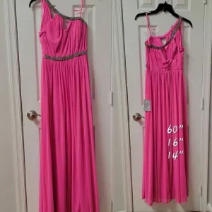 Adriana Papell One Shoulder Pink Gown 4