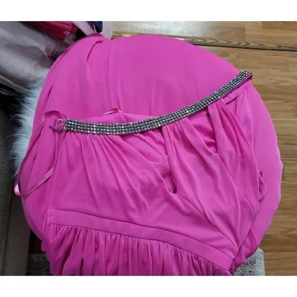 Adriana Papell One Shoulder Pink Gown 4