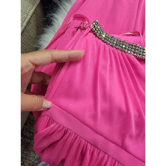 Adriana Papell One Shoulder Pink Gown 4