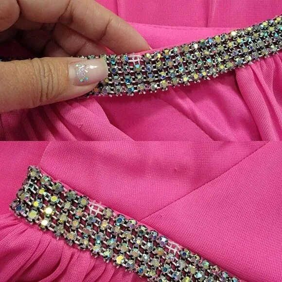 Adriana Papell One Shoulder Pink Gown 4